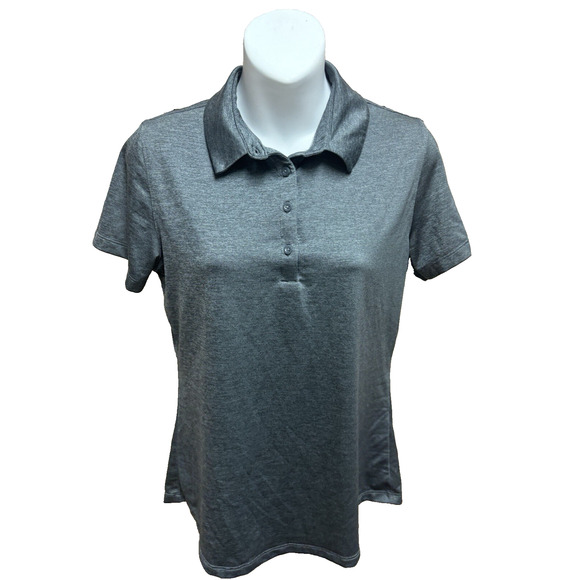 Under Armour Womens Polo Size Medium Heat Gear Short Sleeve Golf Gray Casual Top - Picture 1 of 12